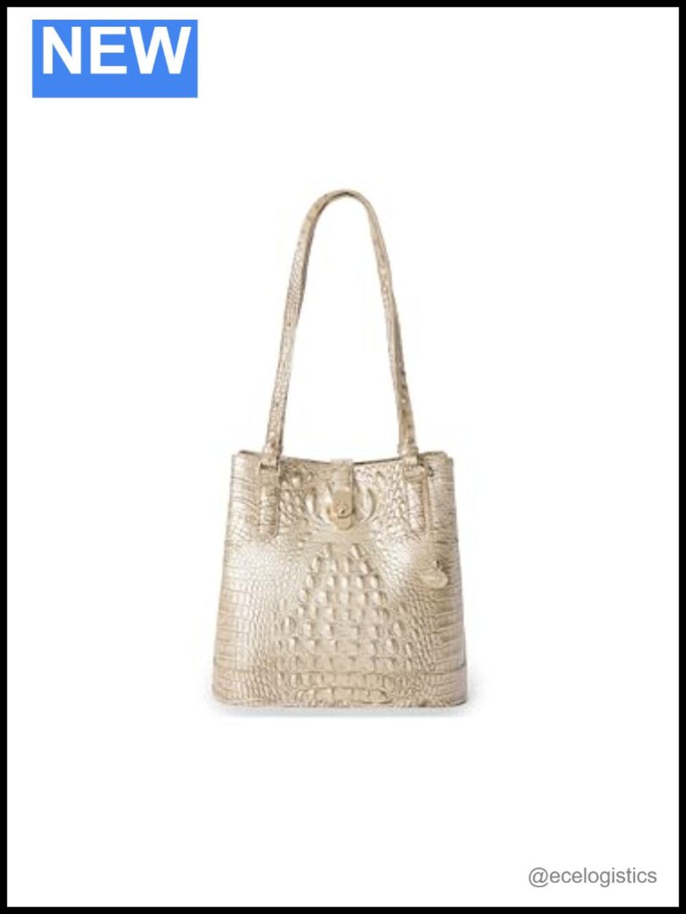 Leather Turn-Lock Bucket Shoulder Bag Adjustable Straps Pockets